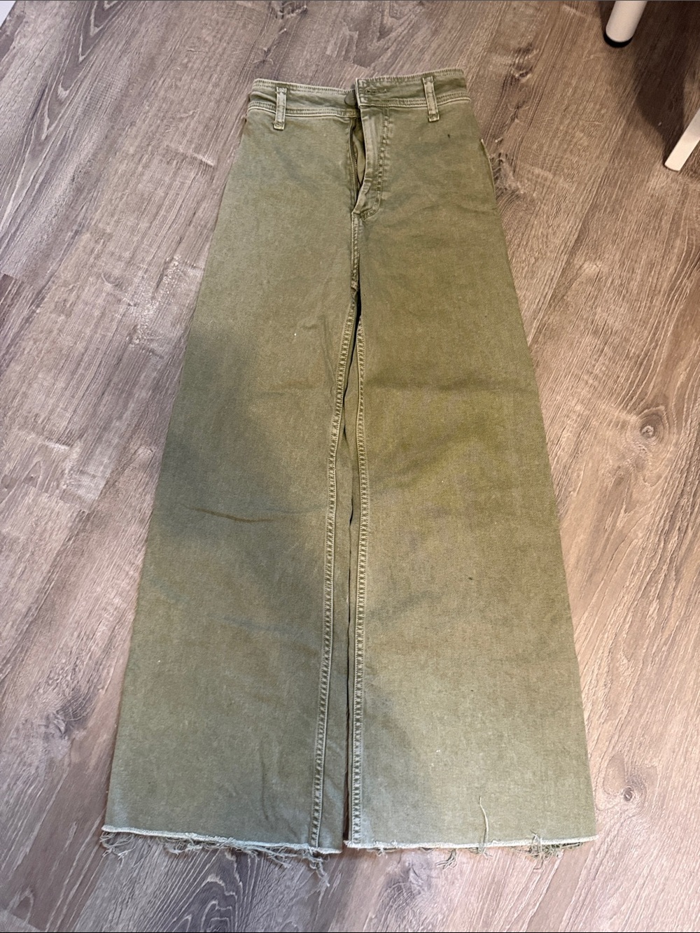 Zara Olive Green Straight-Leg Pants